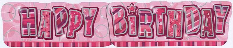 GLITZ PINK GIANT HAPPY BIRTHDAY BANNER | The Famous Arthur Daley's